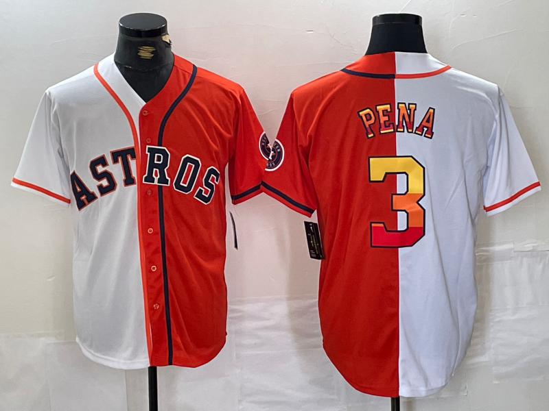 Custom #3 White HOU Baseball Shirt Top