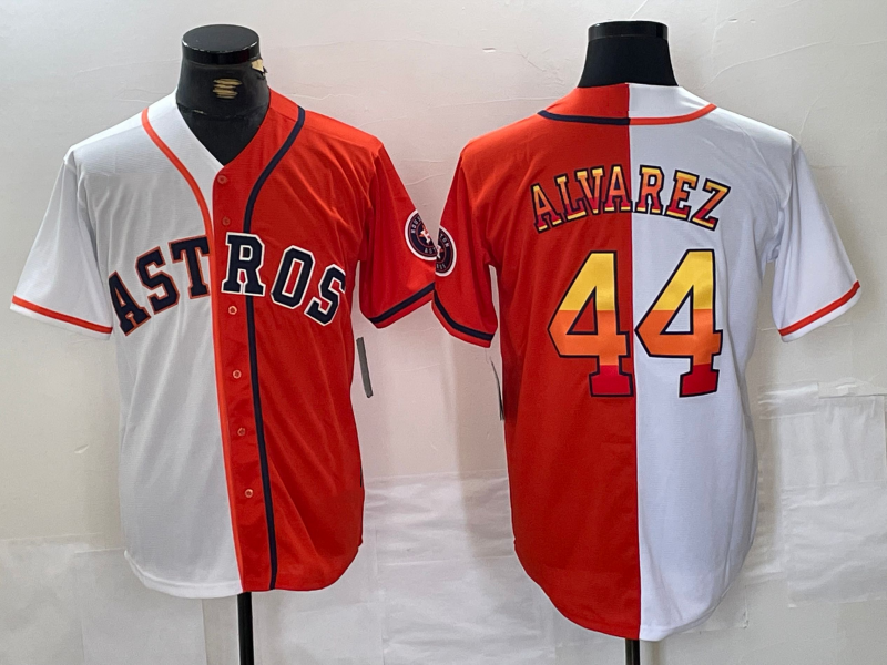 Custom #44 White HOU Baseball Shirt Top