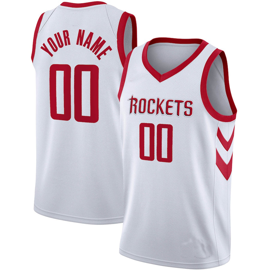 Custom White HOU Basketball Shirt Top