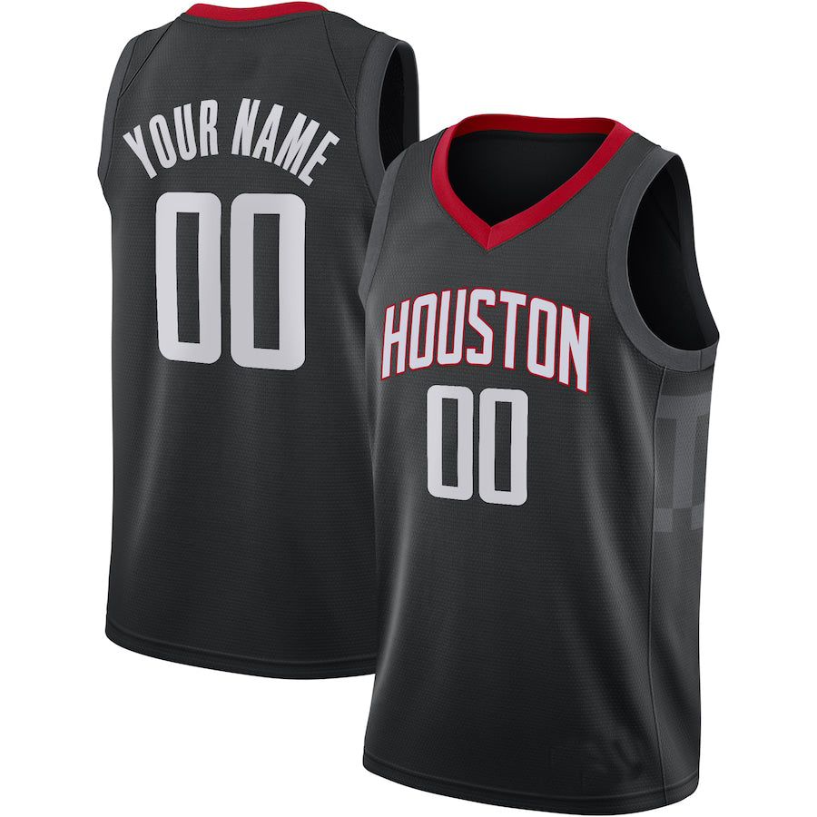 Custom Black HOU Basketball Shirt Top