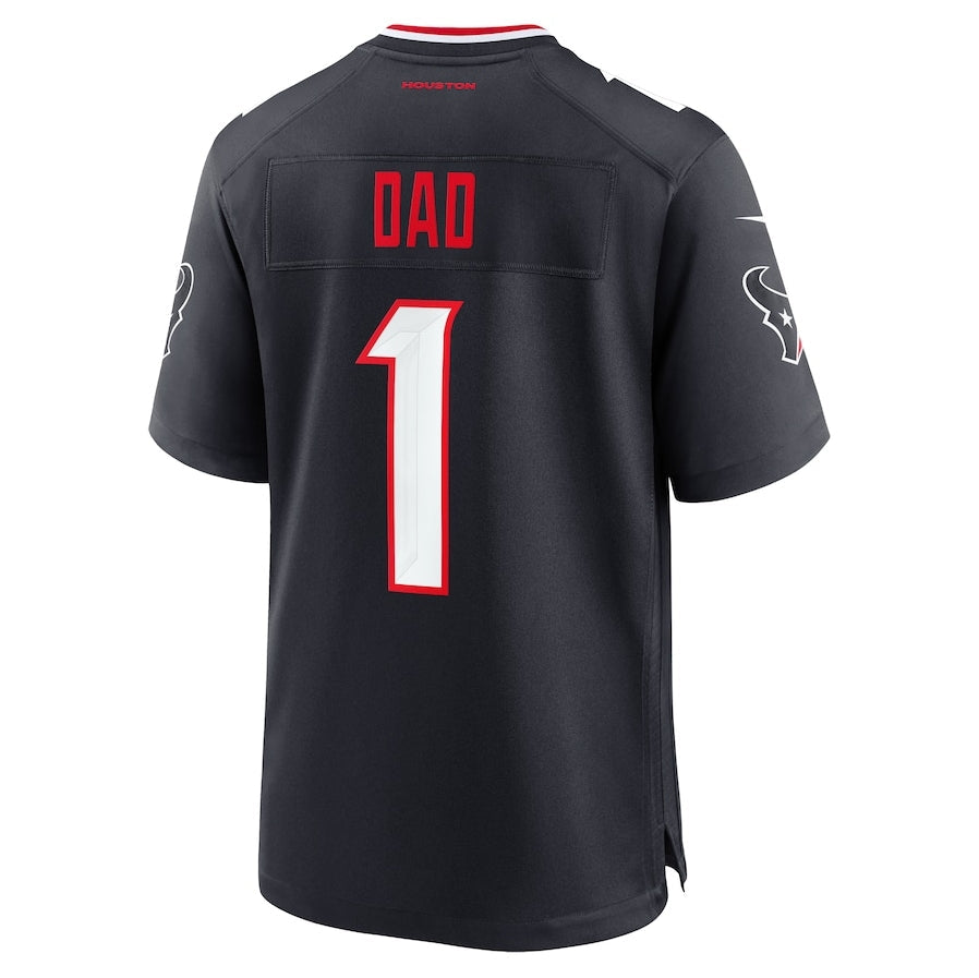 Custom #1 Navy HOU Football Shirt Top