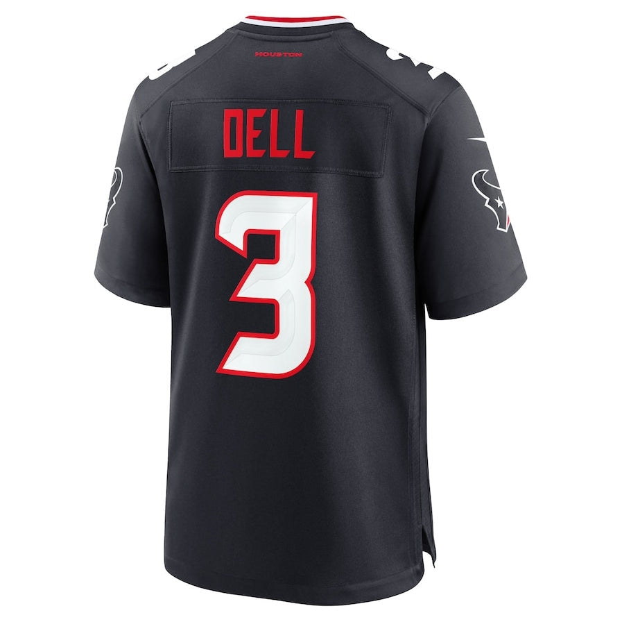 Custom #3 Navy HOU Football Shirt Top