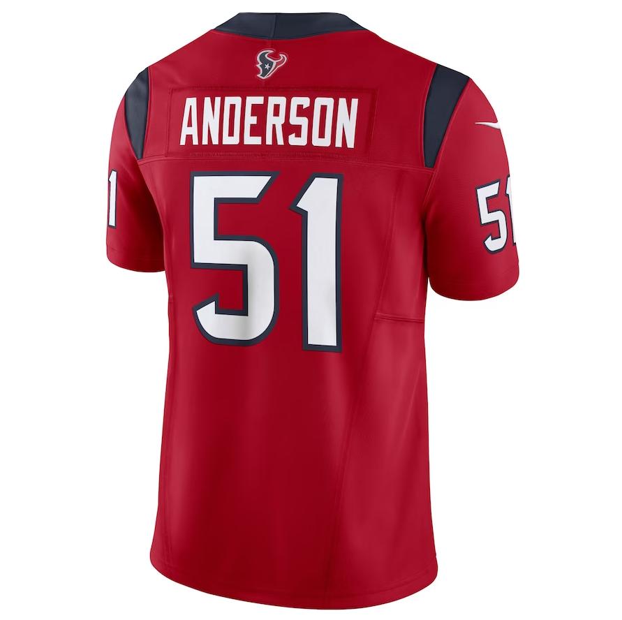 Custom #51 Red HOU Football Shirt Top