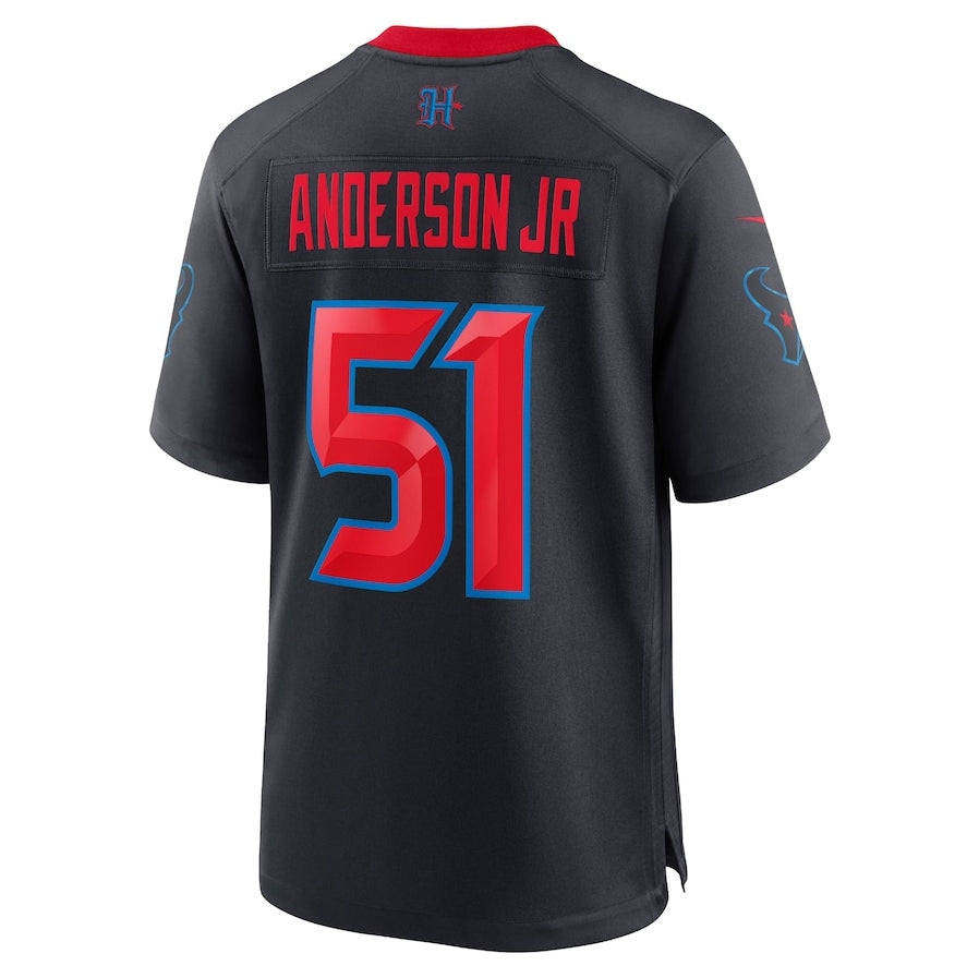 Custom #51 Navy HOU Football Shirt Top