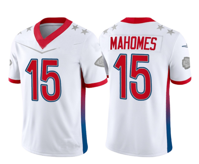 Custom #15 White 2022 KC Football Shirt Top