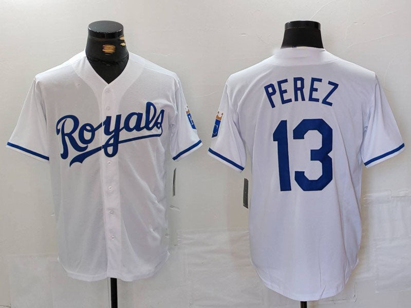Custom #13 White KC Baseball Shirt Top