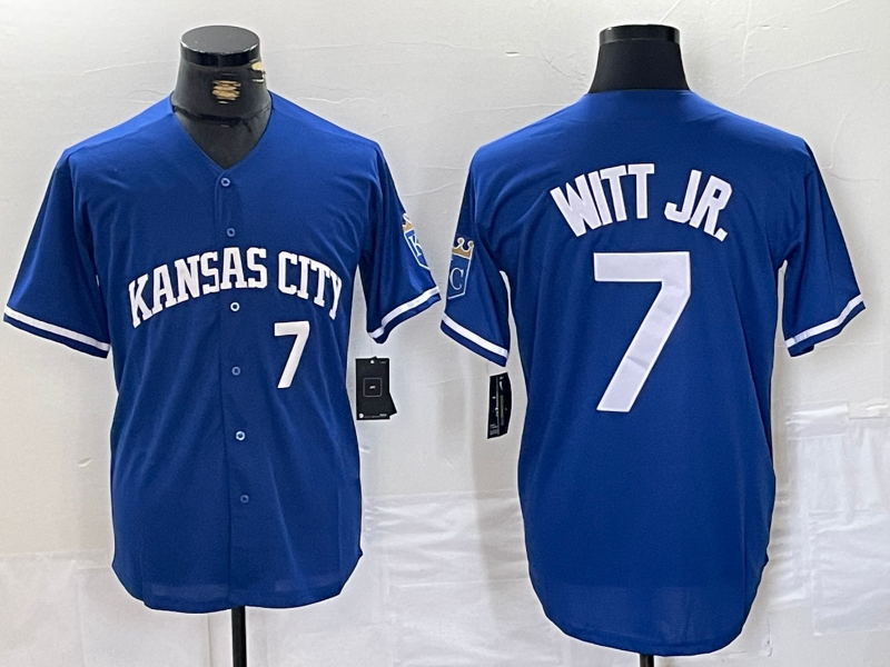 Custom #7 Blue KC Baseball Shirt Top