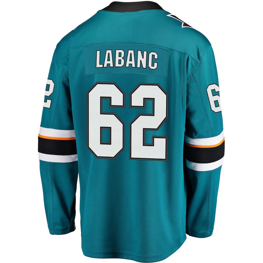 Custom #62 Teal SJS Hockey Shirt Top