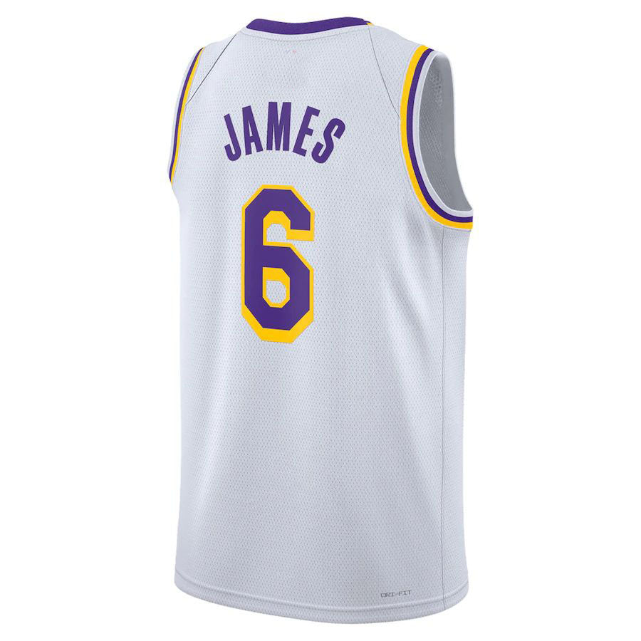Custom #6 White 2022 LAL Basketball Shirt Top