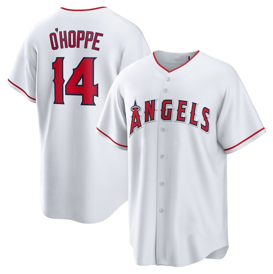 Custom #14 White LAA Baseball Shirt Top