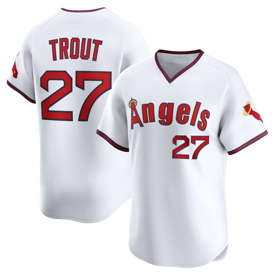 Custom #27 White LAA Baseball Shirt Top