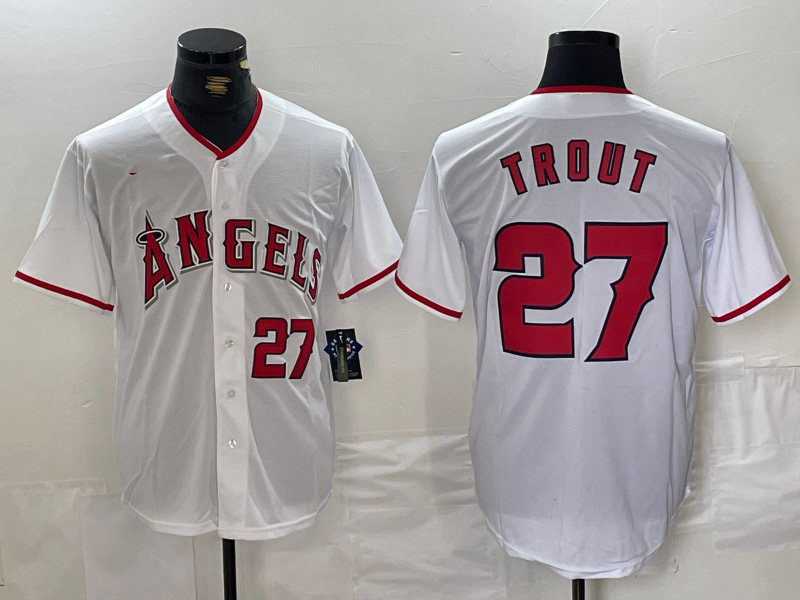 Custom #27 White LAA Baseball Shirt Top