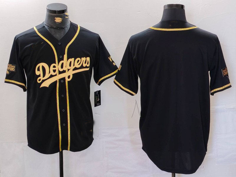 Custom Black World Series Champions LAD Baseball Shirt Top