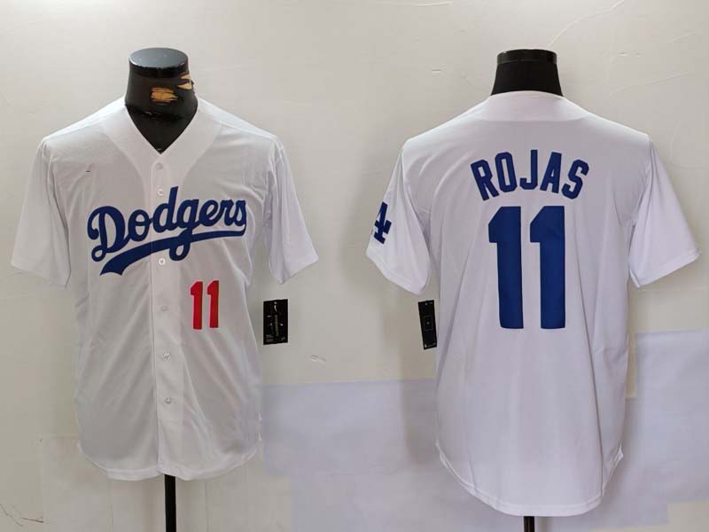 Custom #11 White LAD Baseball Shirt Top