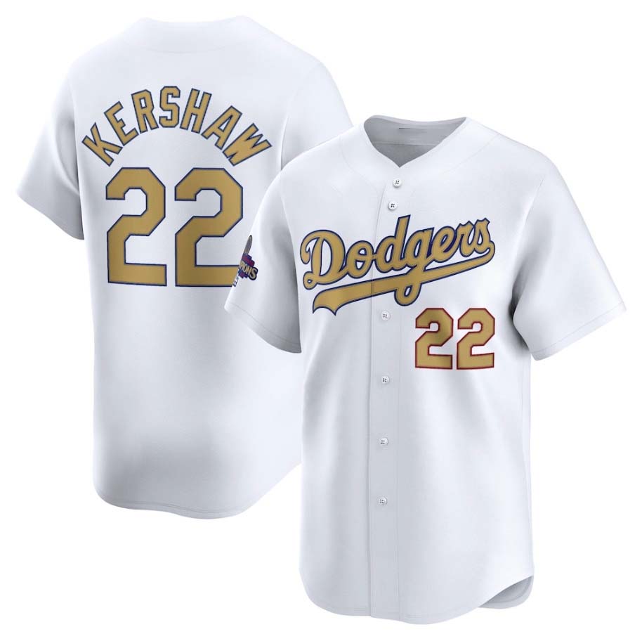 Custom #22 White 2025 LAD Baseball Shirt Top