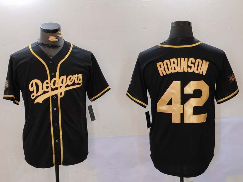 Custom #42 Black World Series Champions LAD Baseball Shirt Top