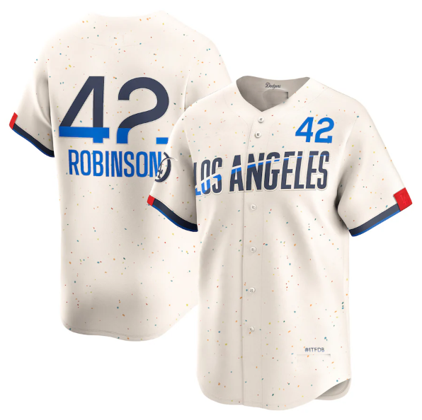 Custom #42 Cream 2024 City Connect LAD Baseball Shirt Top