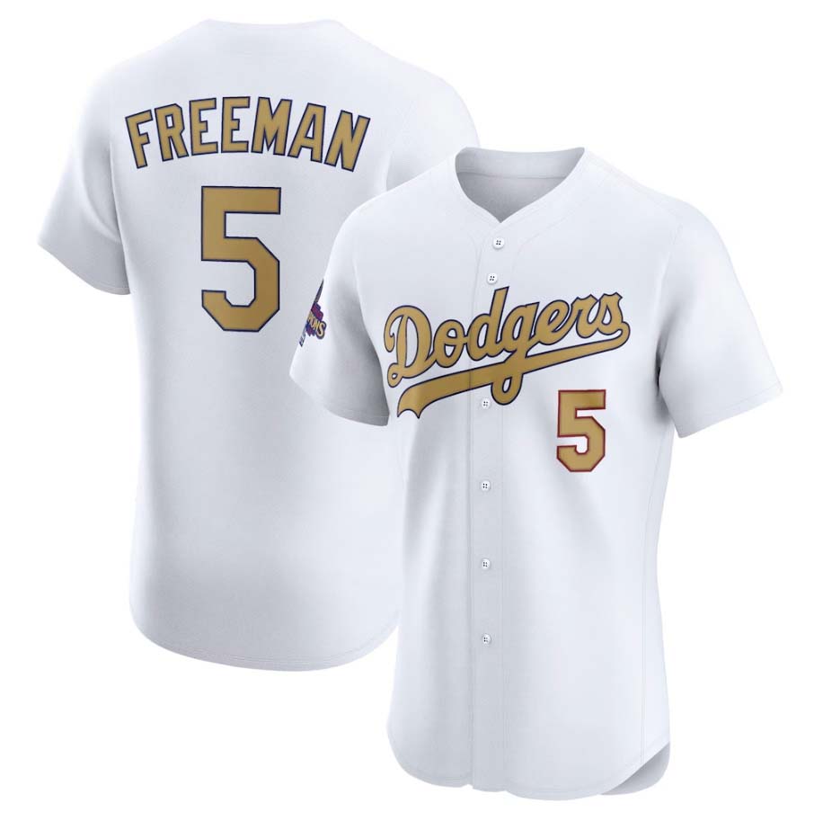 Custom #5 White 2025 LAD Baseball Shirt Top