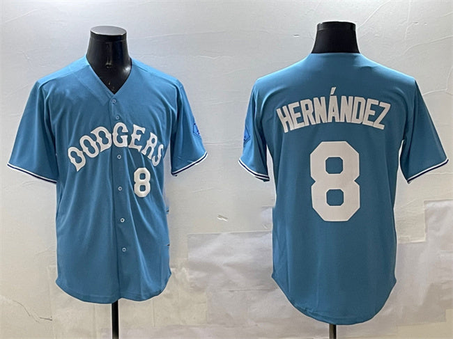 Custom #8 Light Blue LAD Baseball Shirt Top