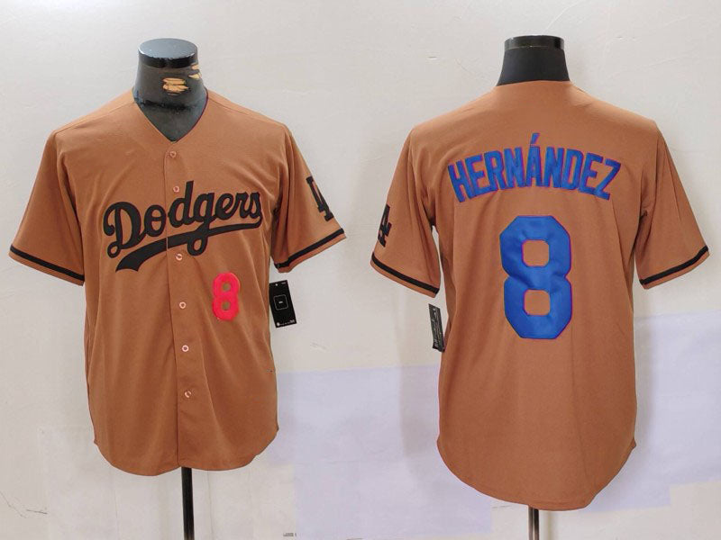 Custom #8 Olive LAD Baseball Shirt Top