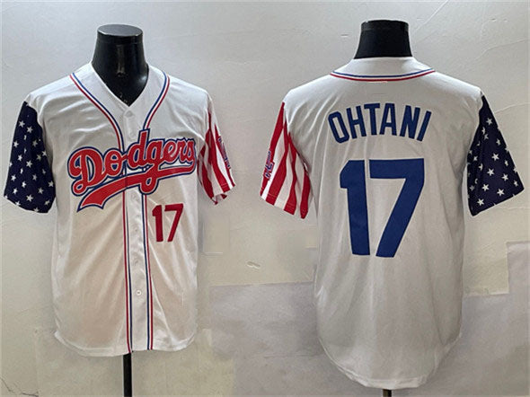Custom #17 White LAD Baseball Shirt Top