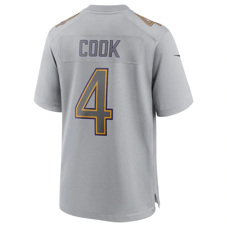 Custom #4 Gray MIN Football Shirt Top