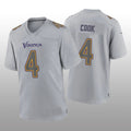 Custom #4 Gray MIN Football Shirt Top
