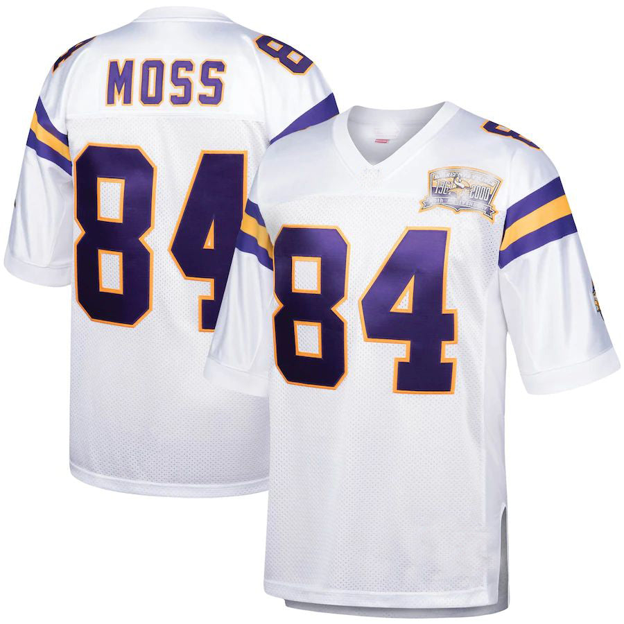 Custom #84 White 2000 Throwback MIN Football Shirt Top