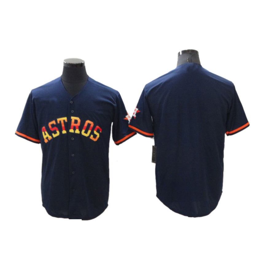 Custom Navy HOU Baseball Shirt Top