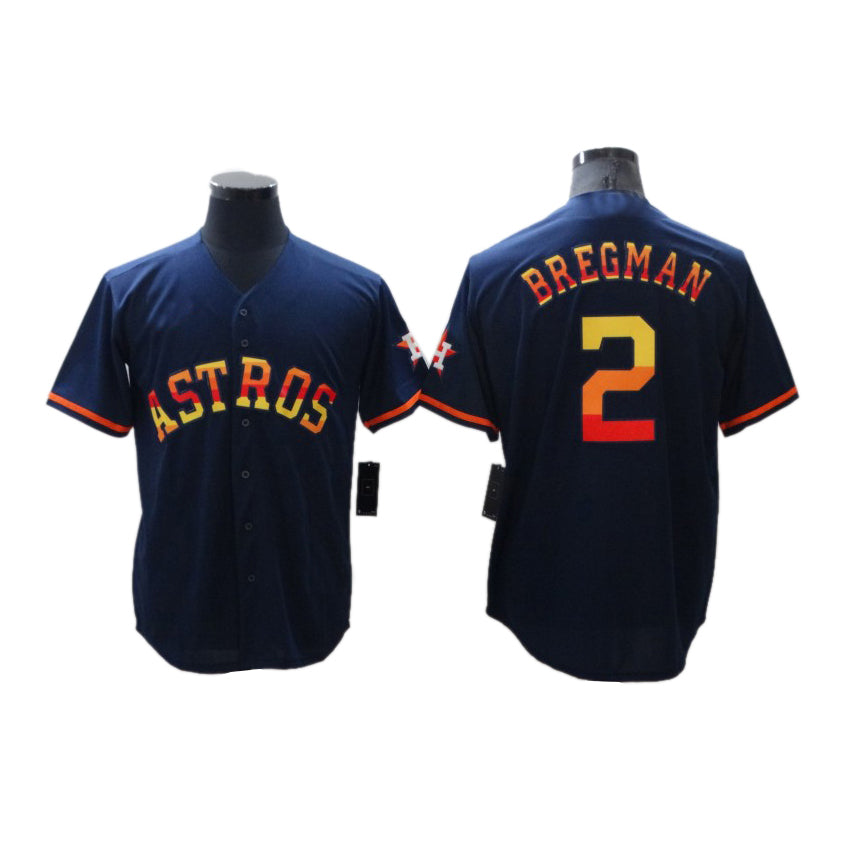 Custom Navy HOU Baseball Shirt Top