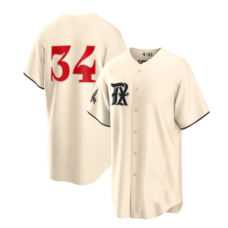 Custom #34 Cream 2023 City Connect TEX Baseball Shirt Top