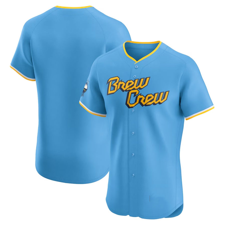 Custom Powder Blue City Connect MIL Baseball Shirt Top