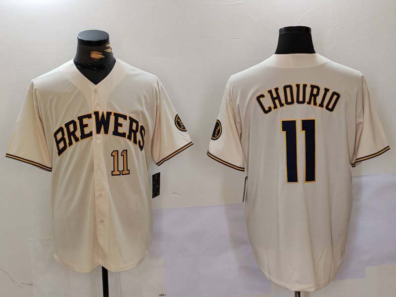 Custom #11 Cream MIL Baseball Shirt Top