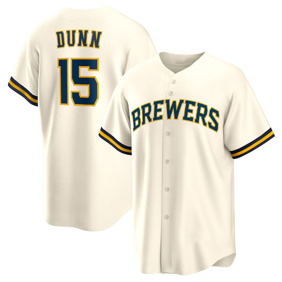 Custom #15 Cream MIL Baseball Shirt Top