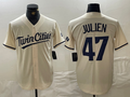 Custom #47 Cream MIN Baseball Shirt Top