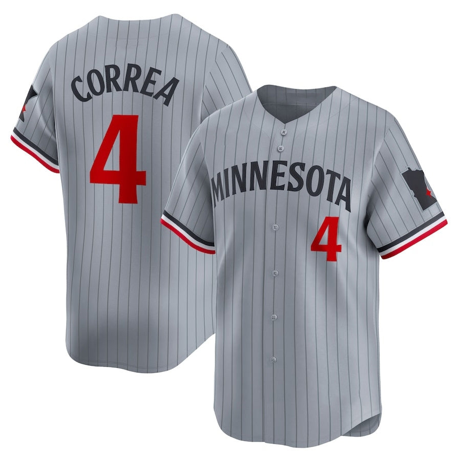 Custom #4 Gray MIN Baseball Shirt Top