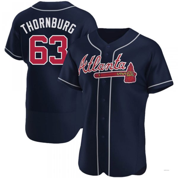 Custom #63 Navy ATL Baseball Shirt Top