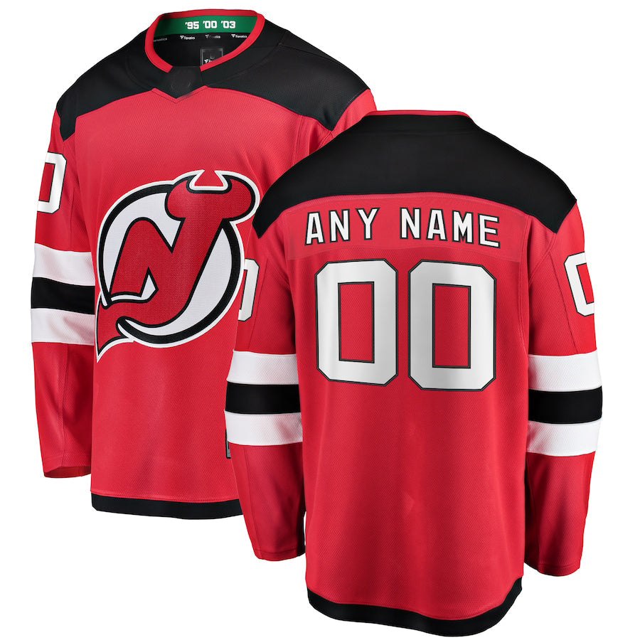 Custom Red NJD Hockey Shirt Top