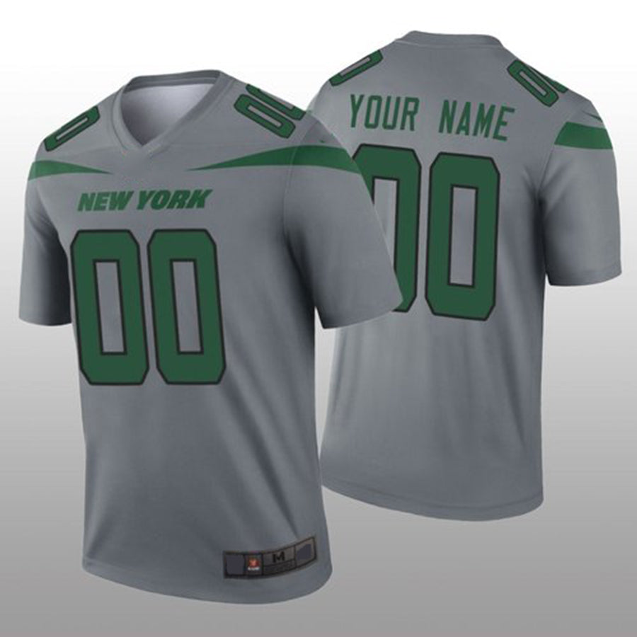 Custom Gray NYJ Football Shirt Top