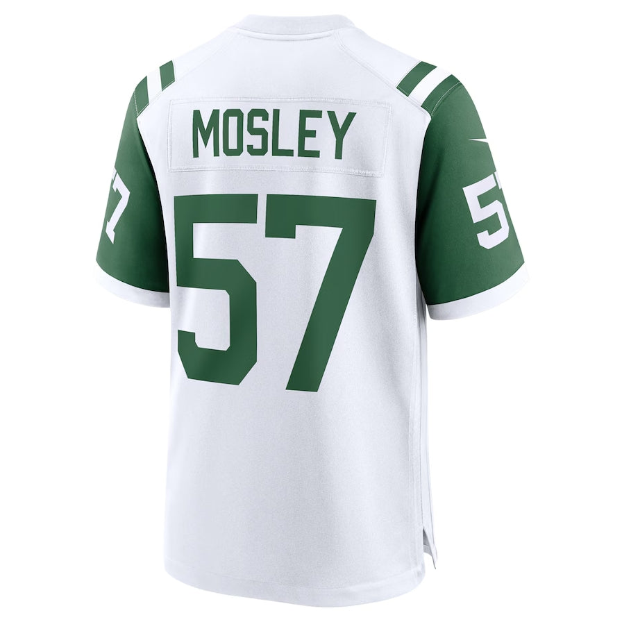 Custom #57 White NYJ Football Shirt Top