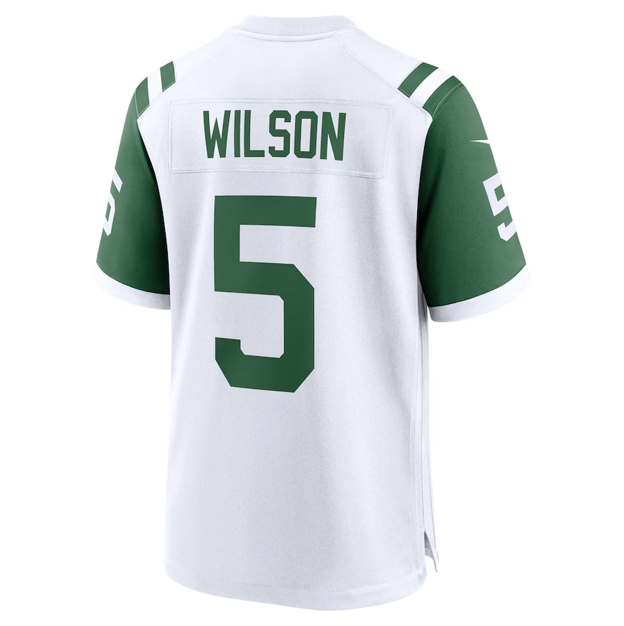 Custom #5 White NYJ Football Shirt Top