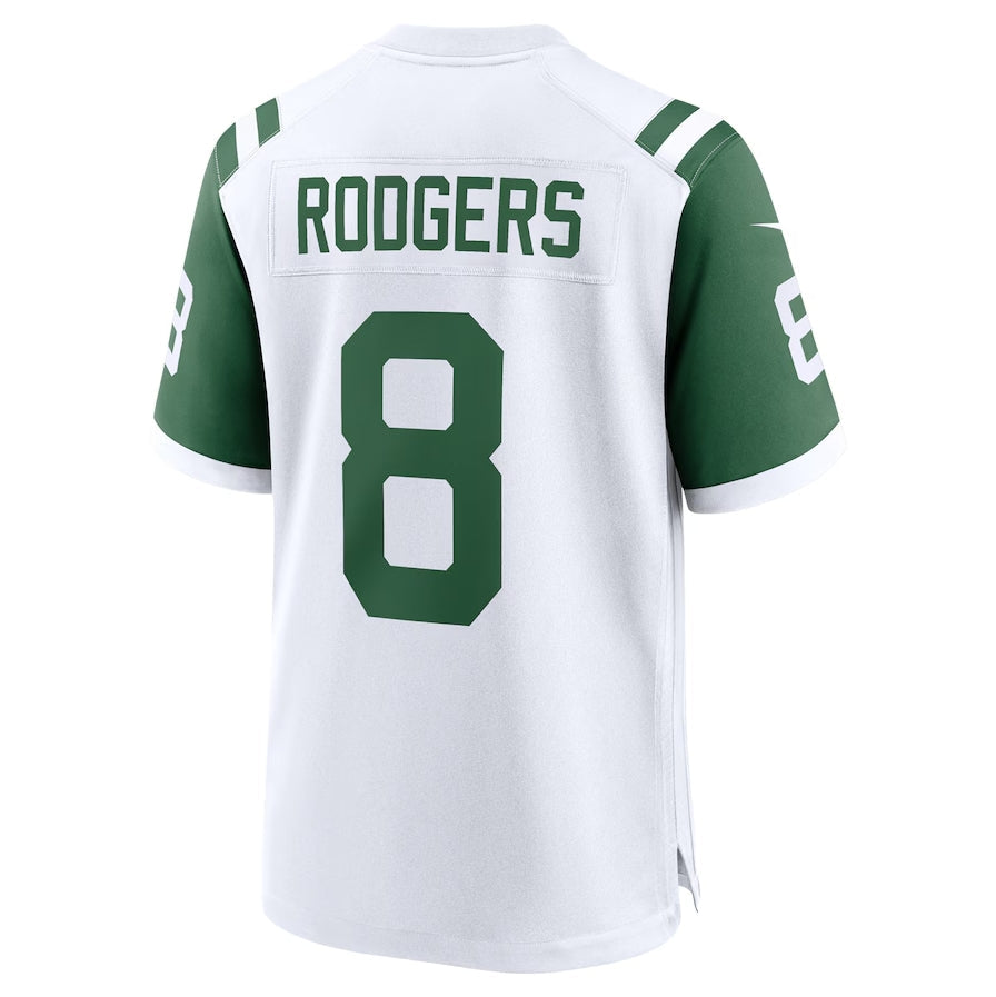 Custom #8 White NYJ Football Shirt Top