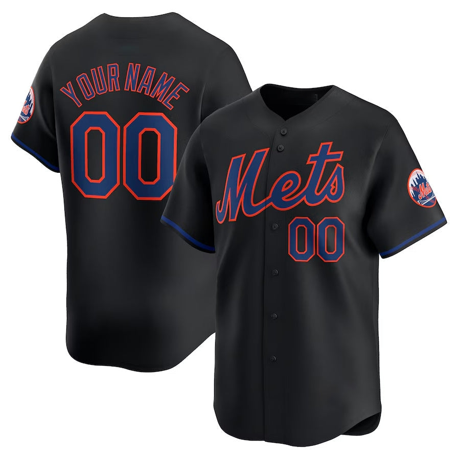 Custom Black NYM Baseball Shirt Top