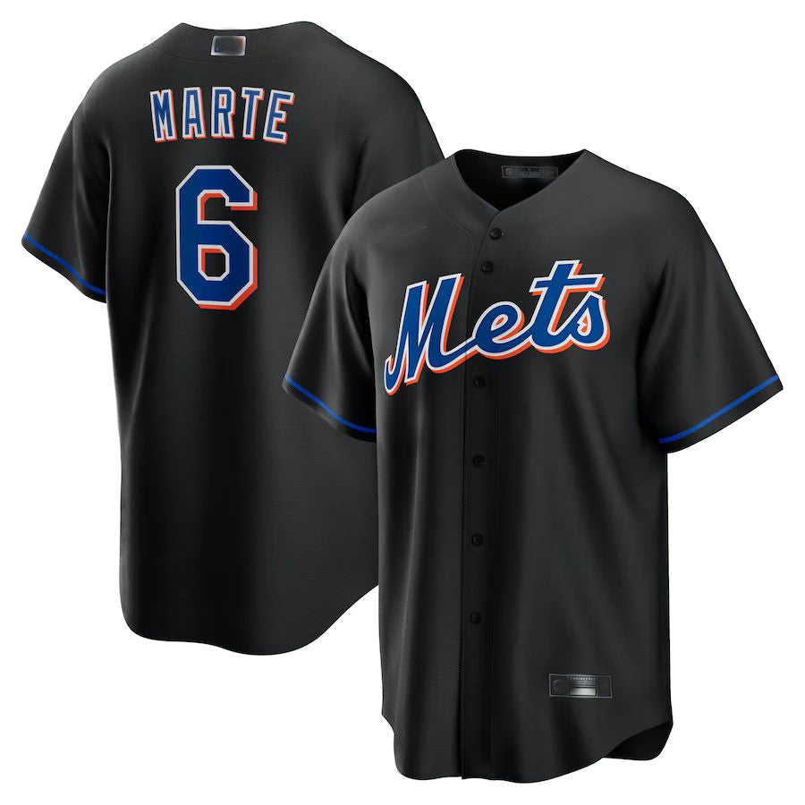 Custom #6 Black NYM Baseball Shirt Top