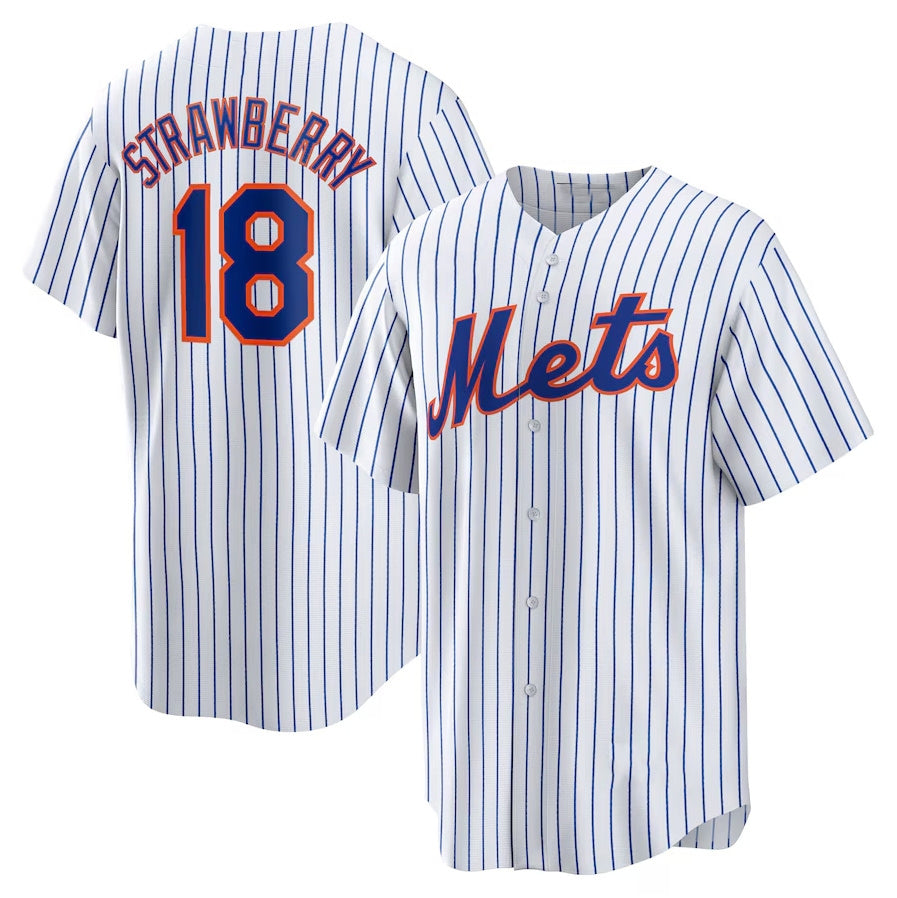 Custom #18 White NYM Baseball Shirt Top