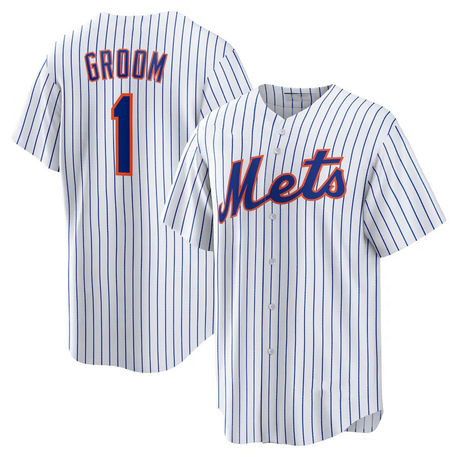 Custom #1 White NYM Baseball Shirt Top