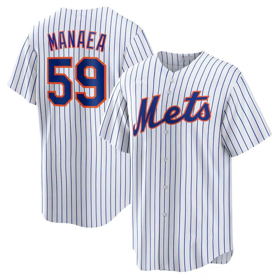 Custom #59 White NYM Baseball Shirt Top