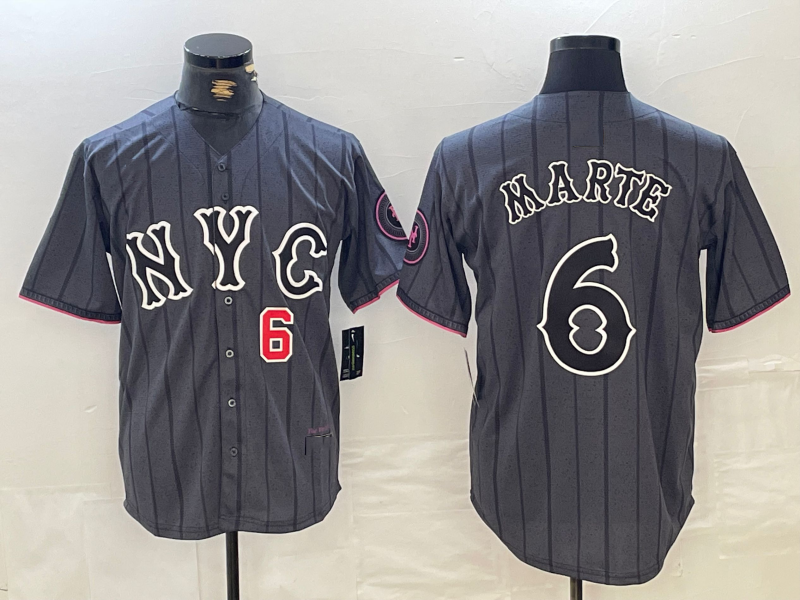 Custom #6 Gray 2024 City Connect NYM Baseball Shirt Top