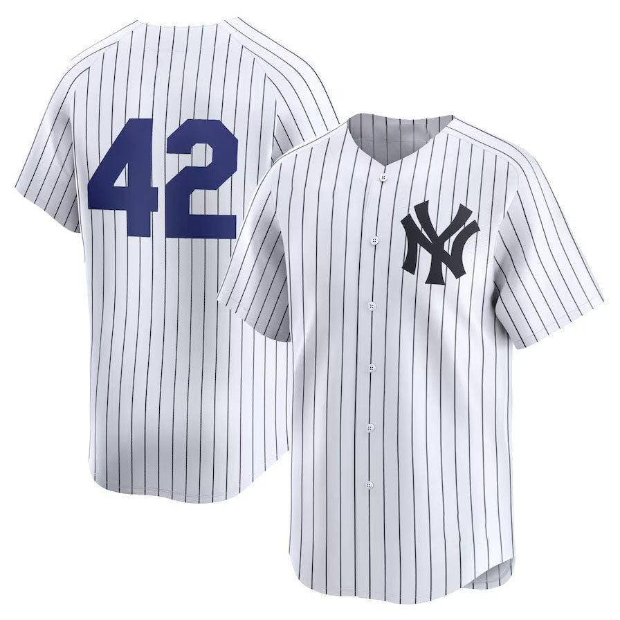 Custom #42 White 2024 Jackie Robinson Day NYY Baseball Shirt Top