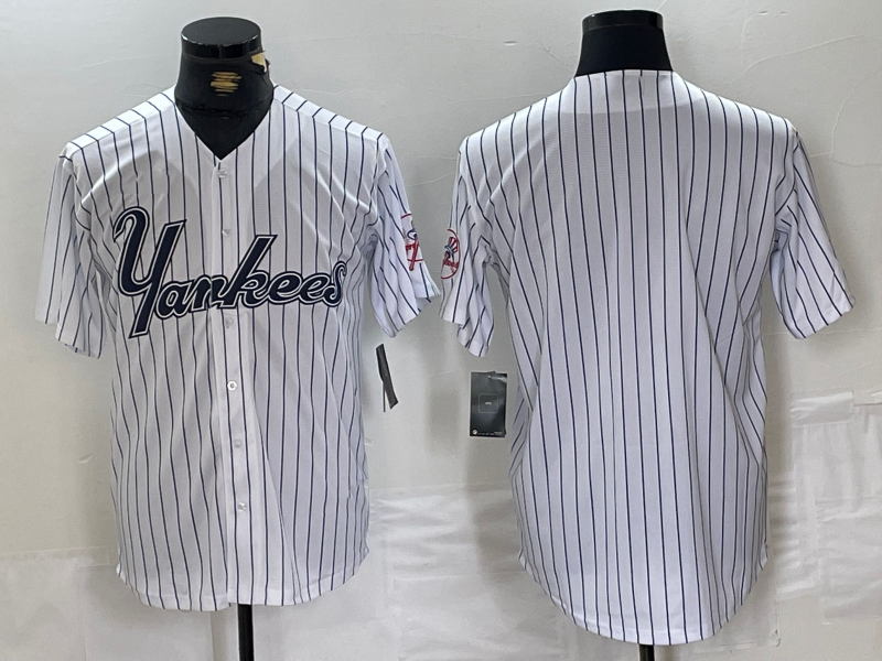 Custom White NYY Baseball Shirt Top